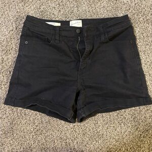 Women's Black Denim Shorts High Rise Midi